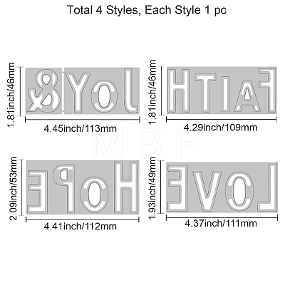 4Pcs 4 Styles Carbon Steel Cutting Dies Stencils DIY-WH0309-903-1