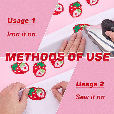 30Pcs Strawberry Computerized Embroidery Cloth Iron on/Sew on Patches PATC-FG0003-73A-1