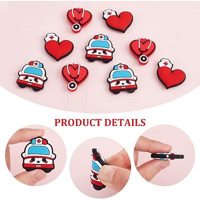 9Pcs 3 Style Hospital Theme Food Grade Eco-Friendly Silicone Beads SIL-CA0001-35-1