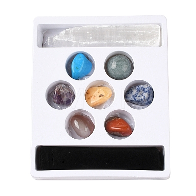 7Pcs Nuggets Chakra Natural & Synthetic Mixed Gemstone Tumbled Polished Stones Collections AJEW-Q152-03-1