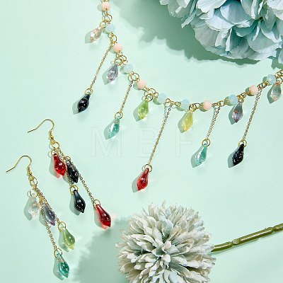 140Pcs 7 Colors Handmade Gold Sand Lampwork Beads LAMP-SZ0001-56-1