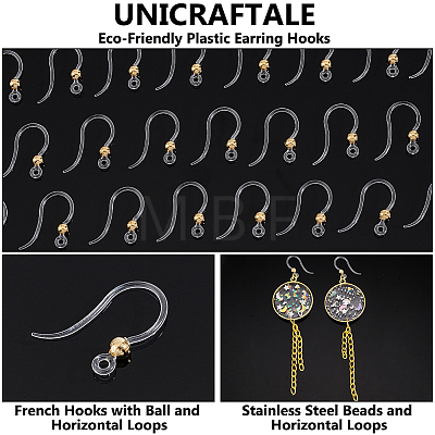 Unicraftale 80Pcs Eco-Friendly Plastic Earring Hooks STAS-UN0054-49-1