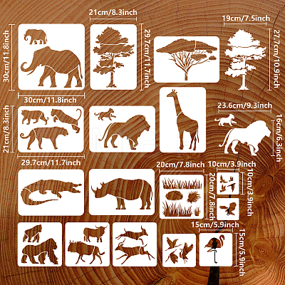 16Pcs 16 Styles Animal PET Hollow Out Drawing Painting Stencils DIY-WH0394-0114-1