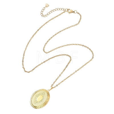 2Pcs 2 Colors Brass Oval Locket Pendant Necklaces NJEW-JN05905-1