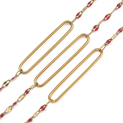 304 Stainless Steel Enamel Dapped Chain Oval Link Chains CHS-K021-15G-05-1