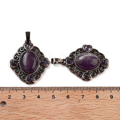 Natural Amethyst Rhombus Pendants G-K363-02R-04-1