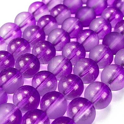 Frosted Transparent Glass Bead Strands GLAA-P065-8mm-15-1