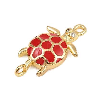 Brass Enamel Sea Turtle Connector Charms KK-I352-37G-1