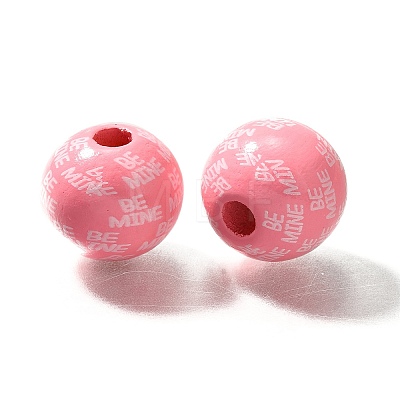 Valentine's Day Element Printed Wood Beads WOOD-R002-01-38-1