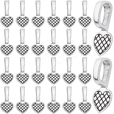 100Pcs Tibetan Style Alloy Heart Glue-on Flat Pad Pendant Bails FIND-SP0001-85-1
