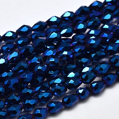 Faceted Teardrop Full Plated Electroplate Glass Beads Strands EGLA-J132-FP03-1