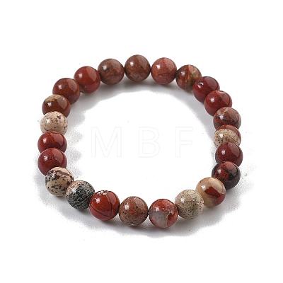 Natural Red Jasper Bead Stretch Bracelets X-BJEW-K212-B-012-1