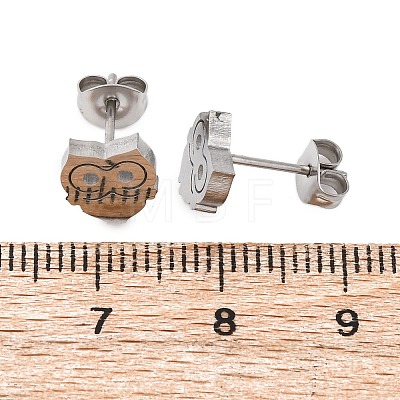 Tarnish Resistant 304 Stainless Steel Stud Earrings EJEW-F227-17P-1
