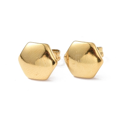 Ion Plating(IP) 304 Stainless Steel Hexagon Stud Earrings for Women EJEW-I285-04B-G-1
