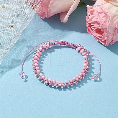 Round Glass Seed Braided Bead Bracelets BJEW-MZ00088-02-1