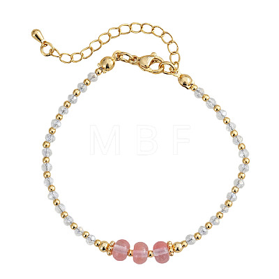 Glass & Imitation Pearl & Brass Beaded Bracelets for Women JV0360-1-1