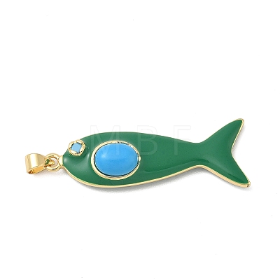 Fish Brass Micro Pave Cubic Zirconia Pendants KK-K408-49G-07-1