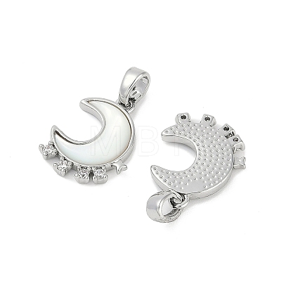 Natural White Shell Moon Pendants KK-U043-23P-02-1