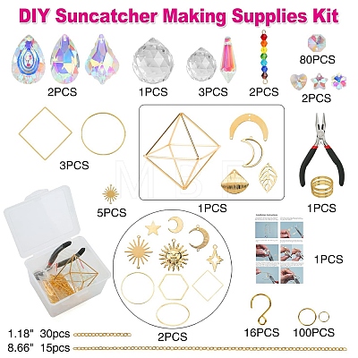 400Pcs DIY Glass Crystal Sun Catcher Hanging Decoration Sets PW-WG97738-01-1