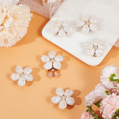 6Pcs Flower Alloy Rhinestone Cufflinks BUTT-ME0001-56-1