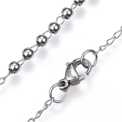 Non-Tarnish 304 Stainless Steel Rosary Bead Necklaces LS-NJEW-D285-40P-1