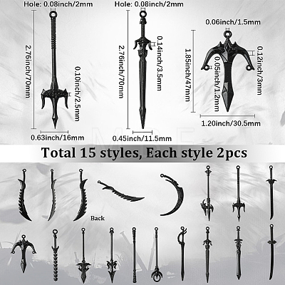 30Pcs 15 Styles Alloy Big Pendants FIND-SC0018-11-1