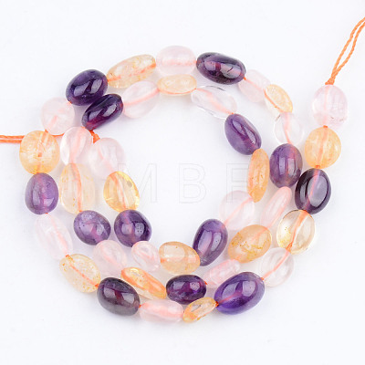 Natural Citrine & Rose Quartz & Amethyst Beads Strands G-S359-143-1