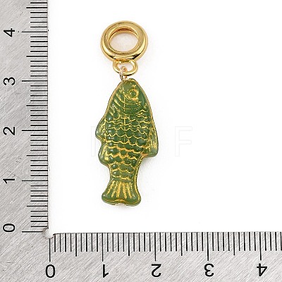 Brass Resin & Enamel European Dangle Charms KK-CBA217A-07G-1