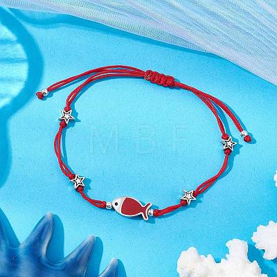 Nylon Braided Bead Bracelets for Women Men BJEW-JB11312-03-1