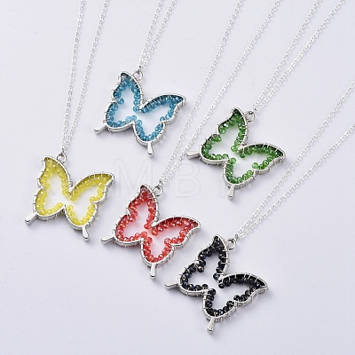 Glass Pendant Necklaces NJEW-JN02665-1