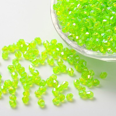 Bicone AB Color Plated Eco-Friendly Transparent Acrylic Beads LS-TACR-A003-6mm-35-1