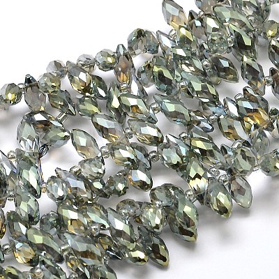 Faceted Teardrop Full Rainbow Plated Electroplate Glass Beads Strands EGLA-J131-FR12-1