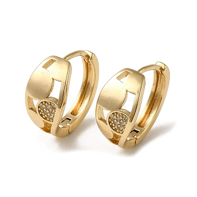 Brass Micro Pave Cubic Zirconia Hoop Earring EJEW-L271-25KCG-1