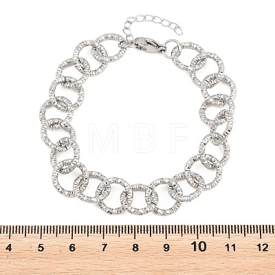Hammered 304 Stainless Steel Rolo Chain Bracelets for Women BJEW-A160-10P-1