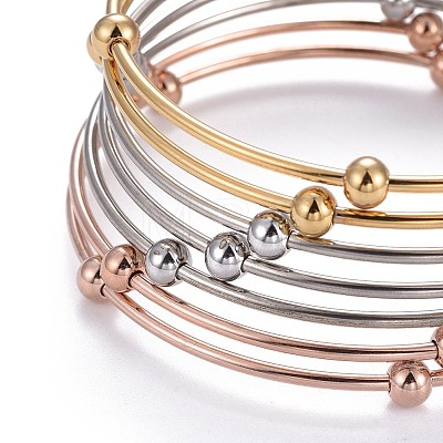 Fashion 201 Stainless Steel Bangle Sets BJEW-L664-023C-M-1-1