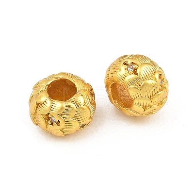 Brass Pave Clear Cubic Zirconia European Beads KK-A292-08MG-1