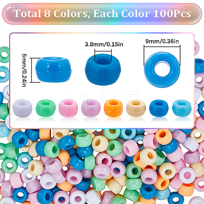 SUNNYCLUE 800Pcs 8 Colors Opaque Plastic Beads KY-SC0001-87-1