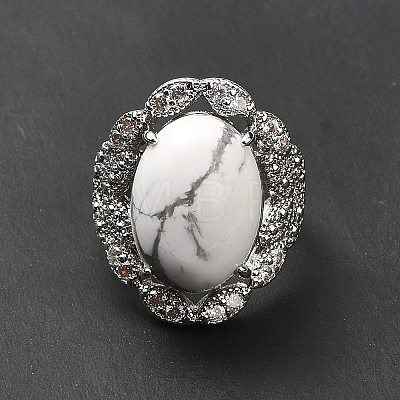 Natural Howlite Adjustable Rings RJEW-P043-04P-21-1