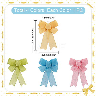 AHADERMAKER 4Pcs 4 Colors Polyester Imitation Linen Bowknots DIY-GA0005-35-1