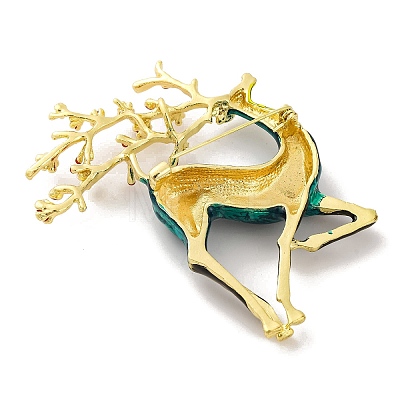 Golden Tone Christmas Deer Alloy Enamel Pins for Women JEWB-M043-15G-01-1