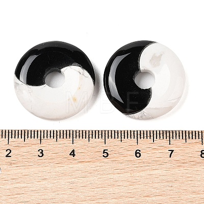 Natural Obsidian & Howlite Yin-yang Pendants FIND-Q109-01-1