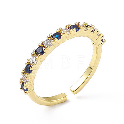 Cubic Zirconia Open Cuff Ring RJEW-P079-04G-1