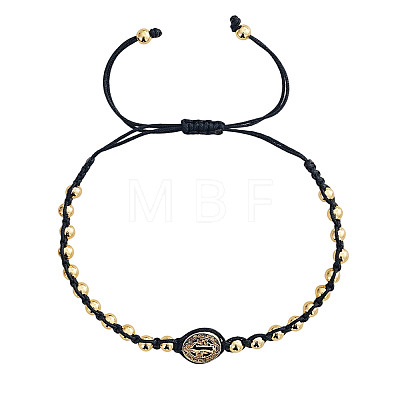 Brass Round Beads Braided Bead Bracelets DX6223-2-1