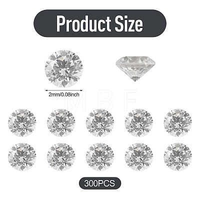 300Pcs Diamond Shape Grade AAA Cubic Zirconia Cabochons ZIRC-TADJ0001-01B-1