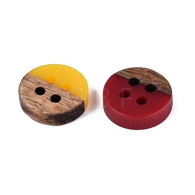 Opaque Resin & Walnut Wood Buttons RESI-N053-36-1