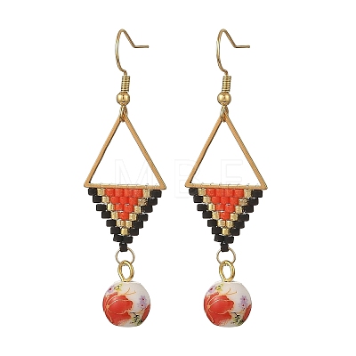 304 Stainless Steel with Cylinder Seed Beads Dangle Earrings EJEW-MZ00810-02-1