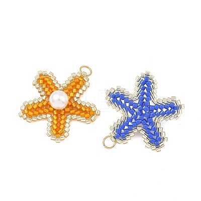 MIYUKI Glass Seed Beaded & Shell Pearl Pendants PALLOY-MZ01378-1