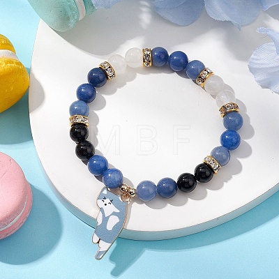 Natural Mixed Gemstone Beads Stretch Bracelets for Women BJEW-TA00573-04-1