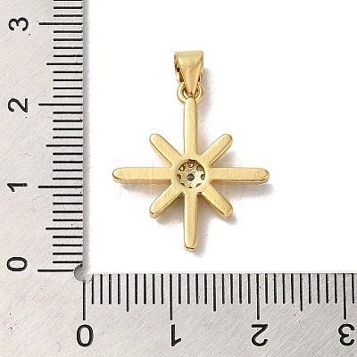 Star Rack Plating Brass Micro Pave Clear Cubic Zirconia Pendants KK-K377-51G-1