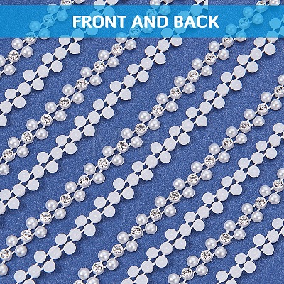 Flower ABS Plastic Imitation Pearl Beaded Trim Garland Strands CHAC-R001-01-1